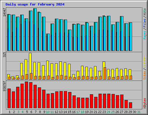 Daily usage for February 2024