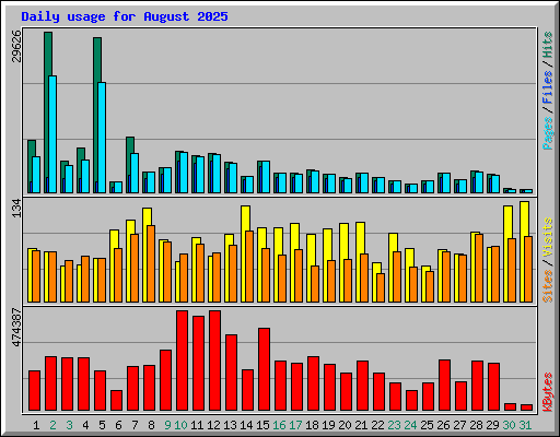 Daily usage for August 2025